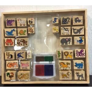 Melissa & Doug Deluxe Wooden Stamp Set: Animals